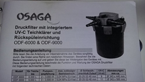 Teichfilter OSAGA Druckfilter ODF-6000 mit 9 Watt UVC Lampe mit Rückspüleinrichtung - 