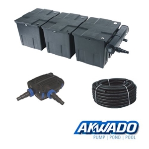 Teichfilter Akwado – mit 36 Watt UVC-Klärer + Teichpumpe CTF-8000 + Schlauch - 