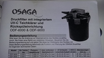 OSAGA Druckfilter ODF-6000 mit 9 Watt UVC Lampe mit Rückspüleinrichtung - 